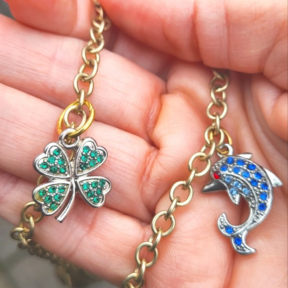 Anthropologie Crystal Charm Chain Ornament RARE